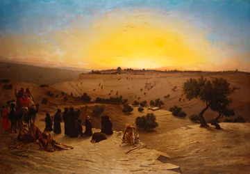 Peregrinos adorando fuera de Jerusalén