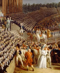 Celebración de la Federación, Champs de Mars, París, detalle de un cuadro de Charles Thevenin (1764-1838)