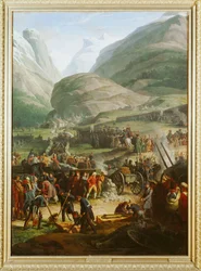 El ejército francés cruzando el paso de San Bernardo
cerca de la ciudad de St. Pierre ...