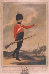 Figura militar con el uniforme del décimo regimiento de Voluntarios Leales de Londres, 1804