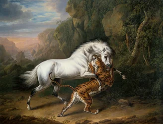 Un tigre atacando a un semental árabe, 1824
