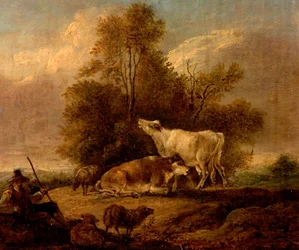 Paisaje con ganado y figuras