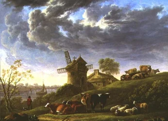 Praderas soleadas junto a un pueblo ribereño