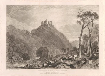 El castillo de Okehampton en el río Okement