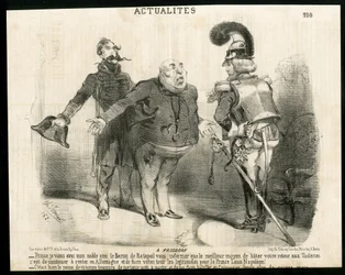 Ilustración de Charles Vernier (? -1887) en Le Charivari - Sobre - Alemania Prusia, Presidente de la República, Frosdorf - Ratapoil