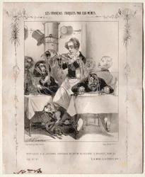 Les Français croqués par eux-mêmes: Perruques à la Julienne, Chapeaux de satin, 1840