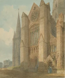 Catedral de Lichfield - Transepto Sur: pintura en acuarela