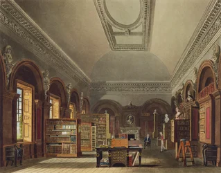 La Biblioteca de la Reina, Palacio de St. James, de La Historia de las Residencias Reales, grabado por Richard Reeve (n.1780), por William Henry Pyne (1769-1843), 1819
