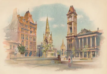 Plaza Chamberlain, Birmingham. Mostrando la Escuela Secundaria para Niñas