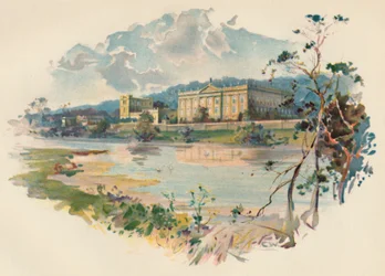 Chatsworth desde el Derwent, c. 1890