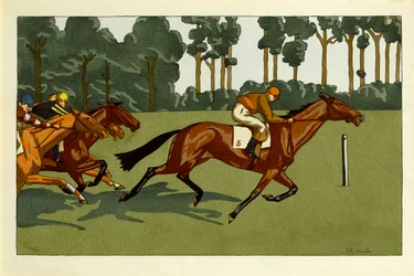 Un conjunto de cuatro impresiones - Longchamps y otras carreras, c.1910