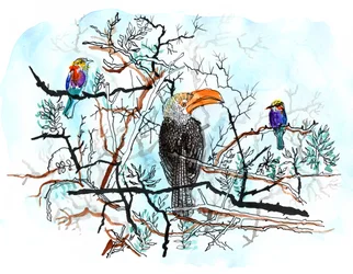 Pájaro en árbol, 2018