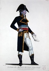 Traje de los Miembros del Cuerpo Legislativo durante la Primera República en Francia, c.1800