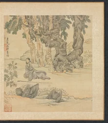Pinturas después de los maestros antiguos: Retrato de Zhongqing en un paisaje, 1598-1652