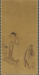 El rey dragón reverenciando al Buda, dinastía Ming, principios-mediados del siglo XVII
