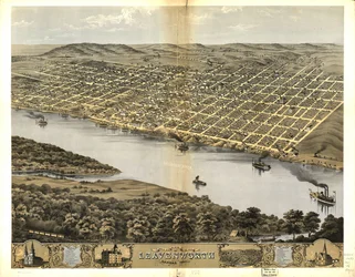 Vista aérea de la ciudad de Leavenworth, Kansas 1869