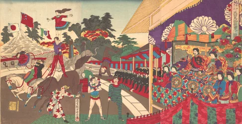Ilustración de la excursión imperial para ver el circo de Charini, noviembre de 1886