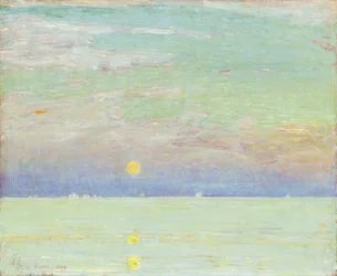 Salida de la luna al atardecer, Cape Ann