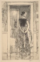 Muchacha con un vestido moderno