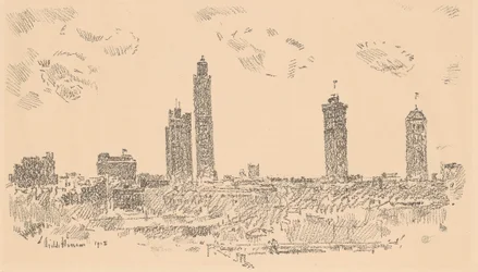 Horizonte de Nueva York, edificios oscuros