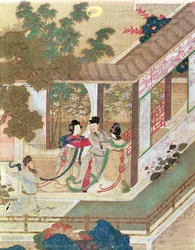 Un encuentro romántico, ilustración de una novela tradicional china