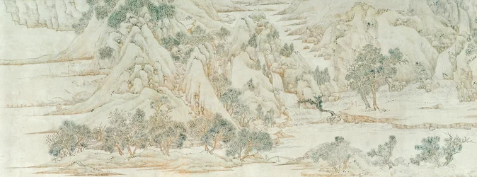 Paisaje chino, dinastía Ming (tinta y lavado en papel)