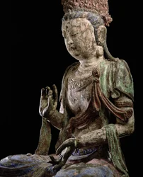 Gran bodhisattva sentado con las manos levantadas, dinastía Jin (1115-1234) (detalle)