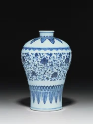 Jarrón estilo Ming, Meiping, pintado en estilo del siglo XV