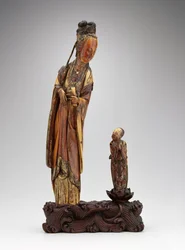 Grupo de pie de He Xiangu y asistente, dinastía Ming, 1580-1644