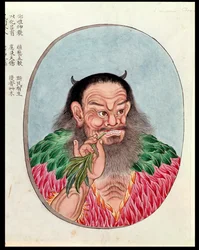 El legendario emperador Shen-Nung, ilustración de un Pen Tsao, siglos XVIII-XIX