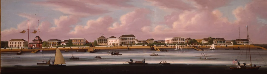 La regata de Shanghái con una vista del Bund, c.1850