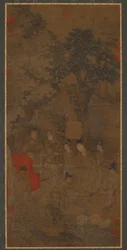 Xin Pi tirando de la túnica del emperador, dinastía Yuan o principios de la dinastía Ming