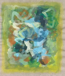 Composición abstracta III, 2023 (técnica mixta -tinta acrílica, acuarela y carboncillo sobre lino)