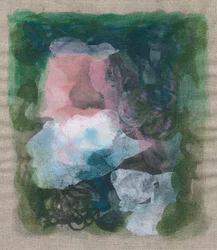 Composición abstracta II, 2023 (técnica mixta - tinta acrílica y carboncillo sobre lino)