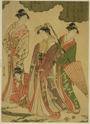 Mujeres viendo cerezos en flor