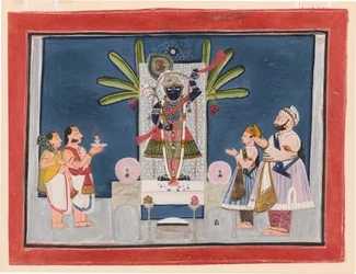 Rawat Gokul Das y Rawat Nahar Singh de Devgarh en la Adoración