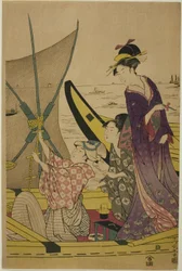 Mujeres en un barco de pesca