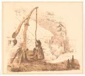 Mujer en el pozo de balancín