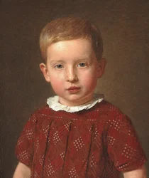 Danés:  Skolebestyrer J. Krohn som barn, kunstnerens søstersøn Director J. Krohn de niño, sobrino del artista