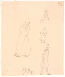 Cuatro figuras esbozadas