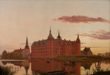 Palacio de Frederiksborg visto desde Jægerbakken. Tarde.