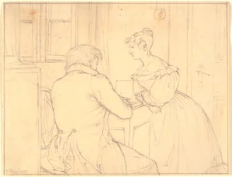 El Pintor C.D.Gebauer dibuja para la Señorita Margrethe Hahn
