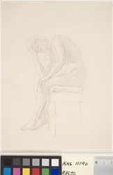 Estudio de modelo. Niño desnudo sentado