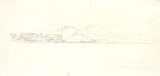 Vista de la bahía de Nápoles desde Villa Reale. Al fondo, el Vesubio