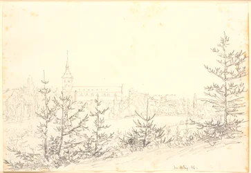 Iglesia de San Canuto en Odense vista desde Munkemose