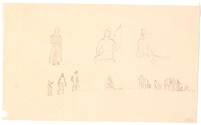 Dos filas de bocetos de figuras