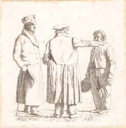 Tres figuras de retrato, maestro panadero Købke, Mayor Krohn y sargento esclavo Sprøch