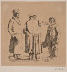 Tres figuras de retrato, maestro panadero Købke, mayor Krohn y sargento esclavo Sprøch
