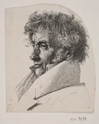 Retrato del maestro panadero Købke; fragmento de: Hoja con tres retratos: el maestro panadero Købke, Sophie Krohn y N. Feilberg