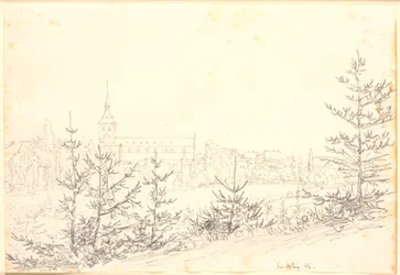 Iglesia de San Canuto en Odense vista desde Munkemose